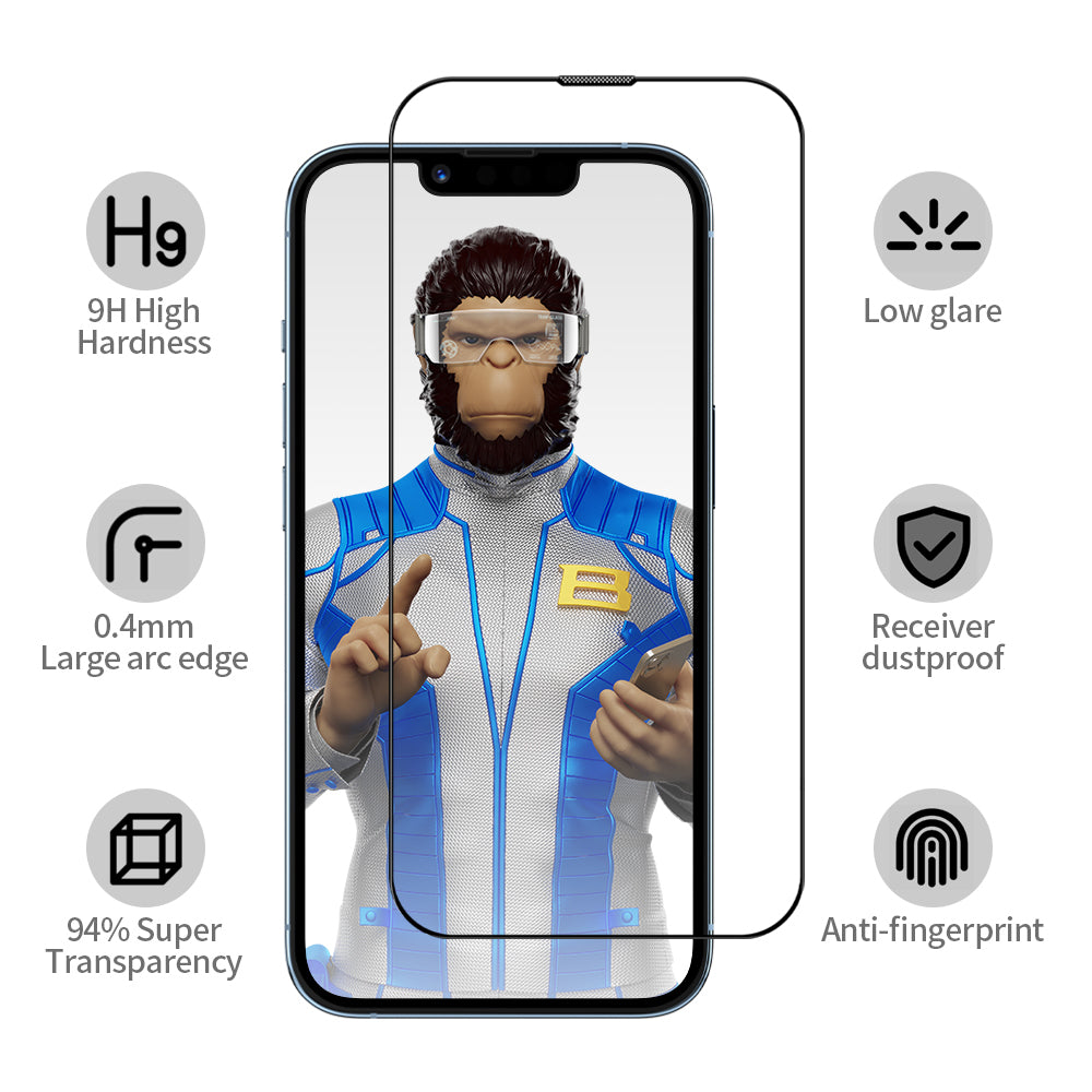 Protector de pantalla Blueo Anti-Reflective HD Applicator Pro para Apple iPhone 15 Pro, vidrio templado, adhesivo completo, negro