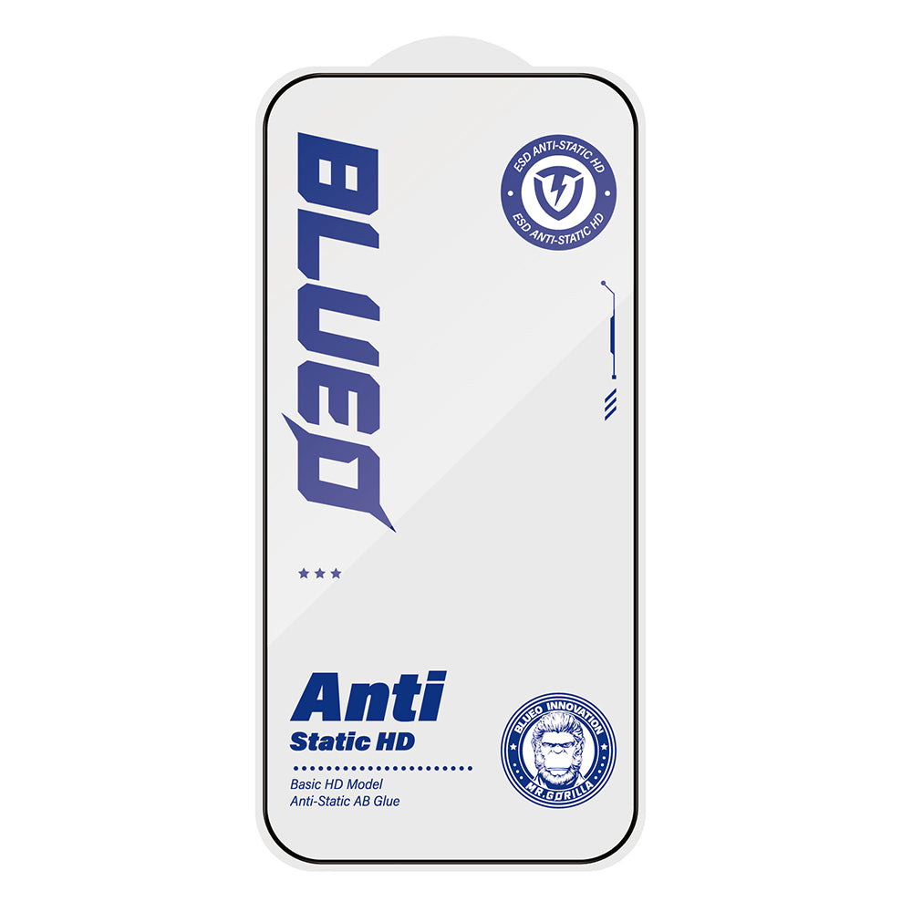 Protector de pantalla Blueo Anti-Estático HD para Apple iPhone 14 Pro Max, Vidrio Templado, Pegamento Completo, Negro