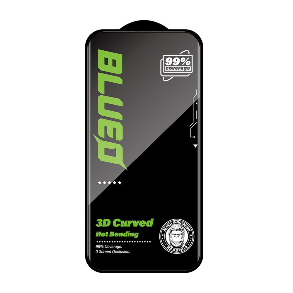 Protector de pantalla Blueo HD para Apple iPhone 16 Pro, vidrio templado, adhesivo completo, 3D, negro