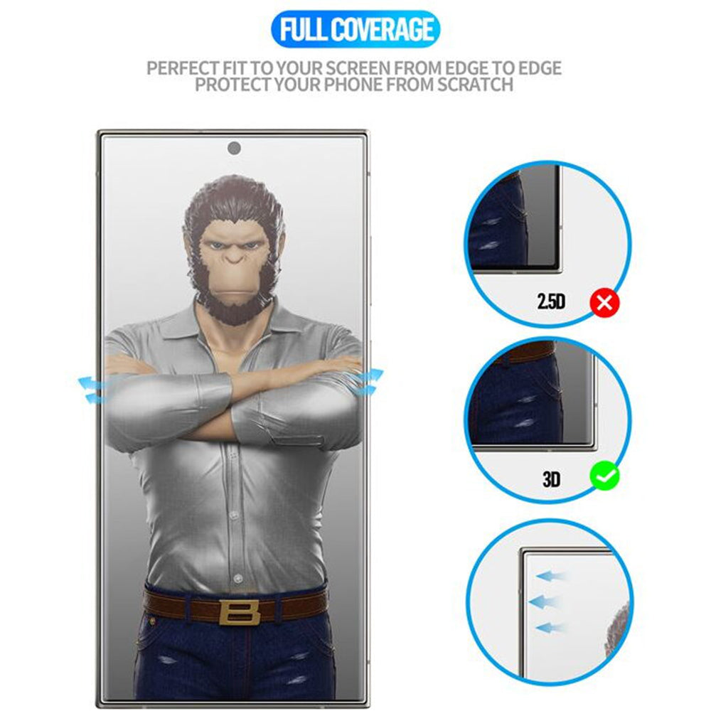 Protector de pantalla Blueo HD para Apple iPhone 16 Pro, vidrio templado, adhesivo completo, 3D, negro