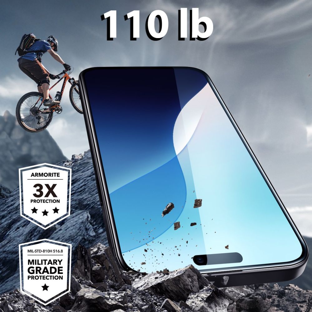 Protector de pantalla ESR Armorite para Apple iPhone 16 Plus / 15 Plus, Cristal Templado, Full Glue, Negro