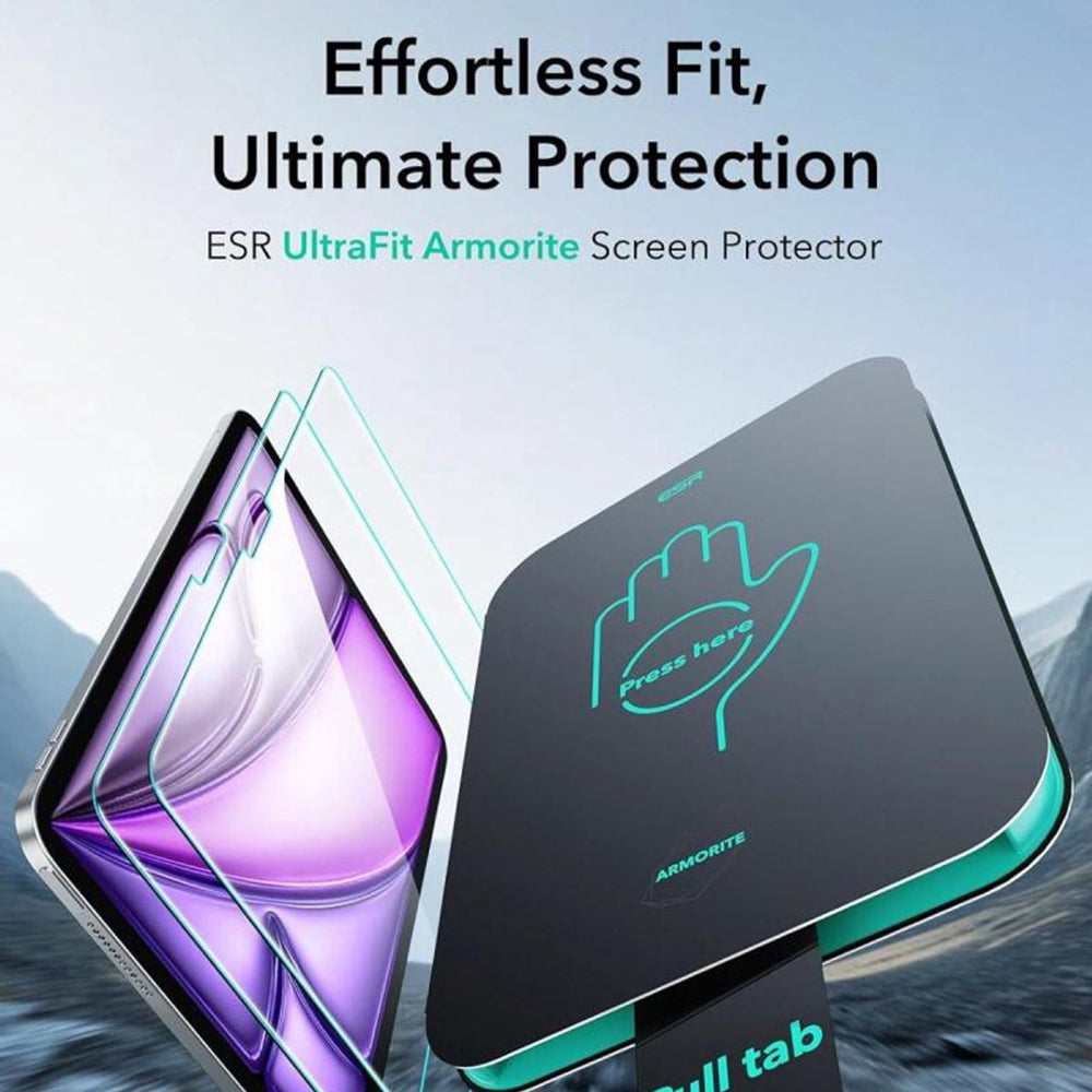 Protector de pantalla ESR Armorite UltraFit para Apple iPad Air 13 (2025) / Air 13 (2024), Cristal Templado, Full Glue, Set de 2 piezas