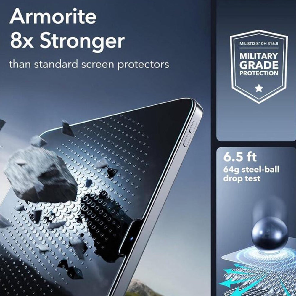 Protector de pantalla ESR Armorite UltraFit para Apple iPad Air 13 (2025) / Air 13 (2024), Cristal Templado, Full Glue, Set de 2 piezas