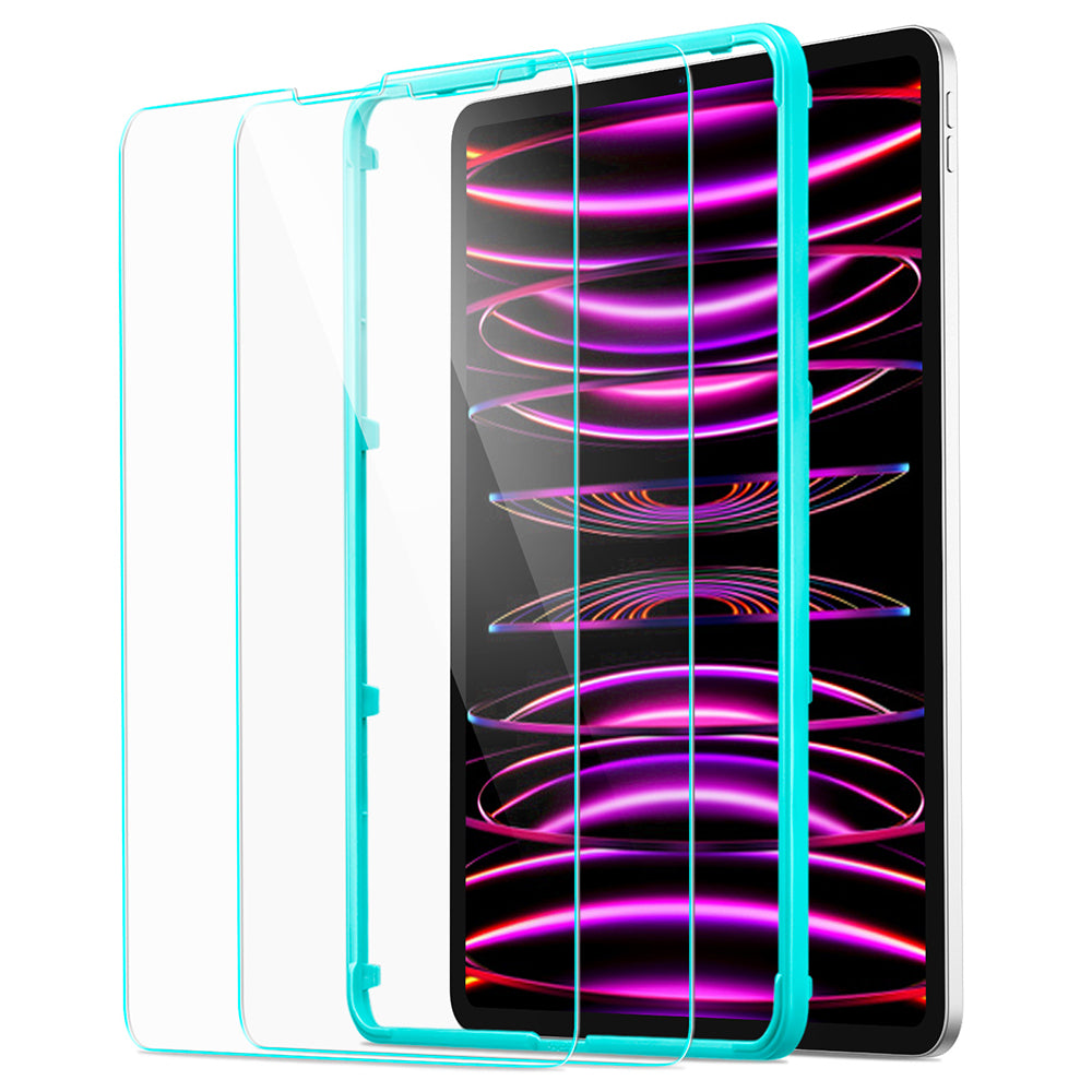 Protector de pantalla ESR para Apple iPad Pro 12.9 (2022) / Pro 12.9 (2021) / Pro 12.9 (2020), Cristal Templado, Adhesivo Completo, Set de 2 piezas