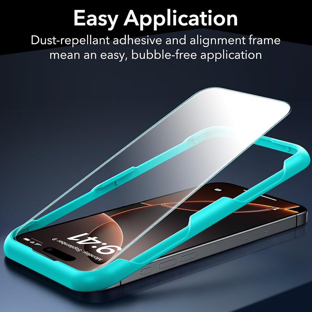 Protector de pantalla ESR para Apple iPhone 17 Pro, Cristal Templado, Full Glue, Set de 3 piezas