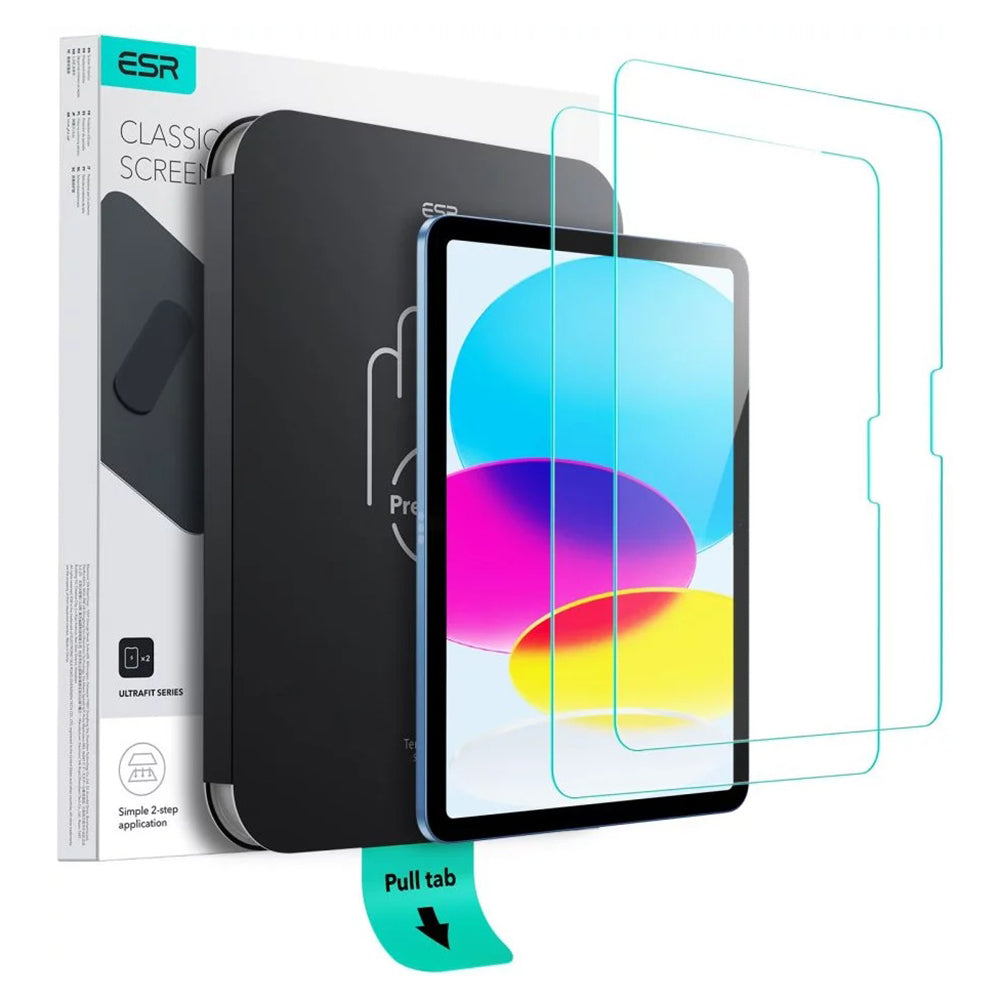Protector de pantalla ESR UltraFit para Apple iPad (2025) / (2022), Cristal Templado, Full Glue, Set de 2 piezas