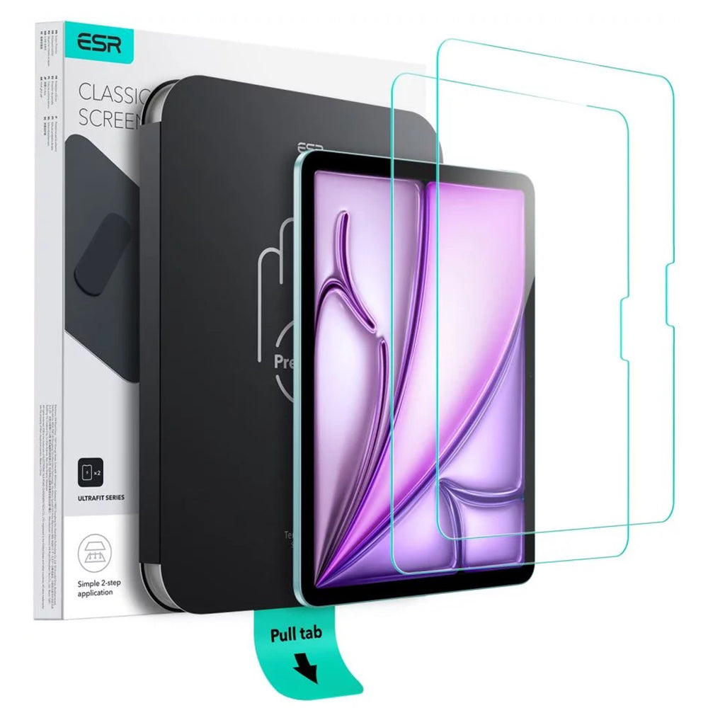 Protector de pantalla ESR UltraFit para Apple iPad Air 11 (2025) / Air 11 (2024), Cristal Templado, Full Glue, Juego de 2 piezas