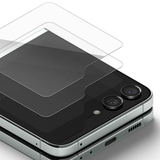Protector de pantalla exterior Ringke para Samsung Galaxy Z Flip5 F731, Cristal Templado, Full Glue, Set de 2 piezas