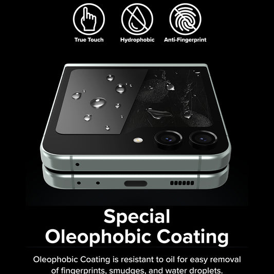 Protector de pantalla exterior Ringke para Samsung Galaxy Z Flip5 F731, Cristal Templado, Full Glue, Set de 2 piezas