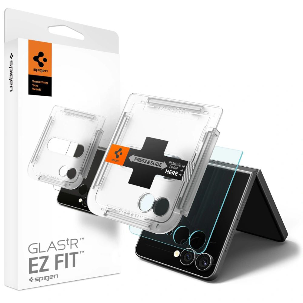 Protector de pantalla exterior Spigen GlastR EZ FIT para Samsung Galaxy Z Flip7 F766, Cristal Templado, Adhesivo Completo