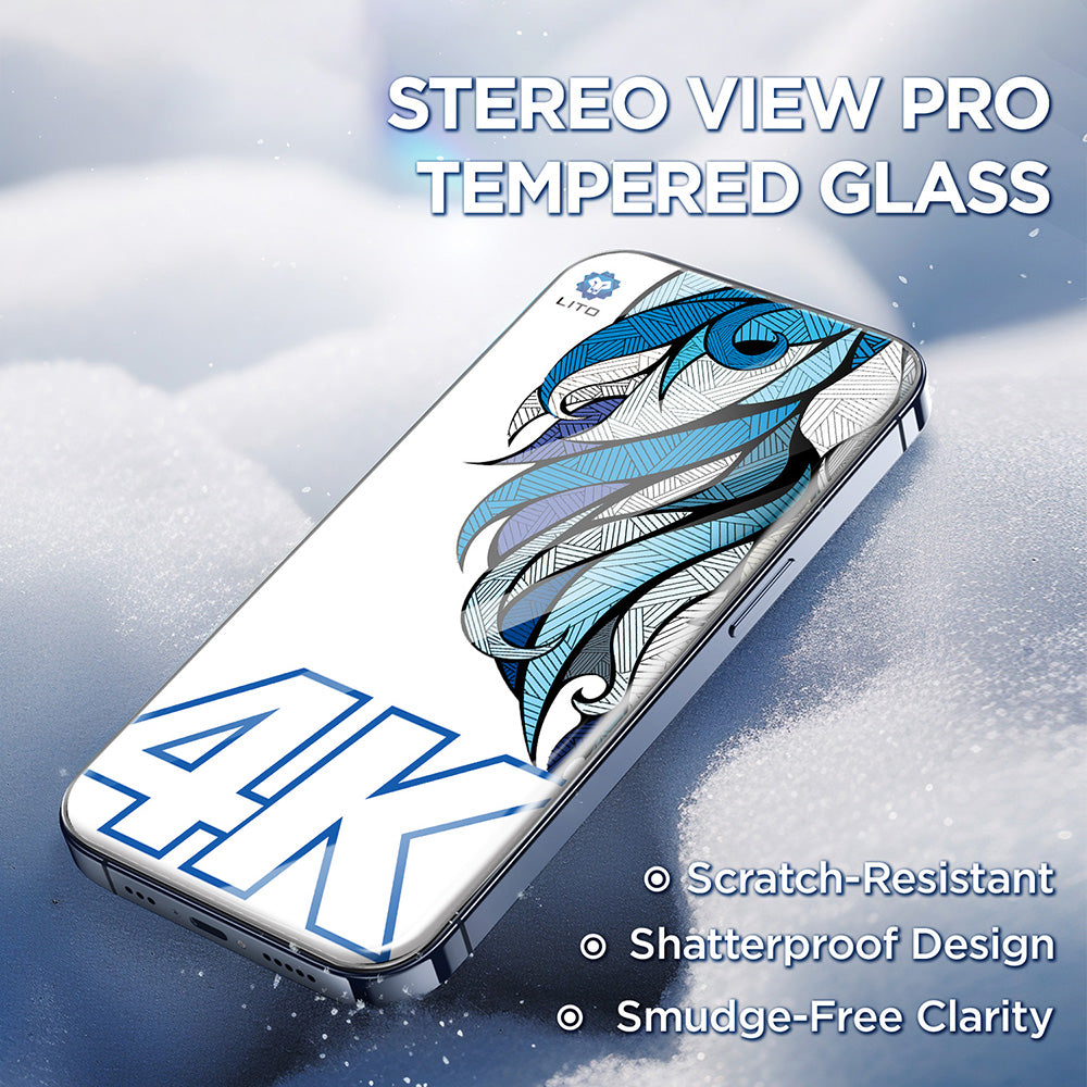 Lito D+ Max 4K Screen Protector for Apple iPhone 17 / 16 Pro, Tempered Glass, Full Glue, Black