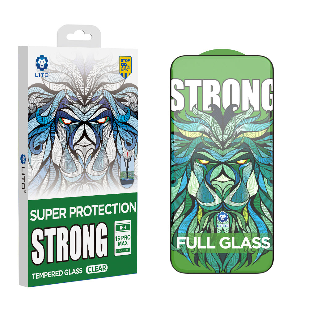 Protector de pantalla Lito D+ Max Strong para Apple iPhone 17 / 16 Pro, Cristal Templado, Full Glue, Negro