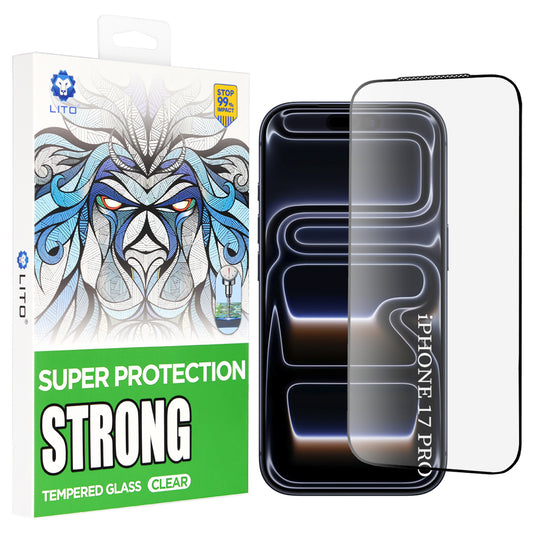 Protector de pantalla Lito D+ Max Strong para Apple iPhone 17 Pro, Cristal Templado, Full Glue, Negro