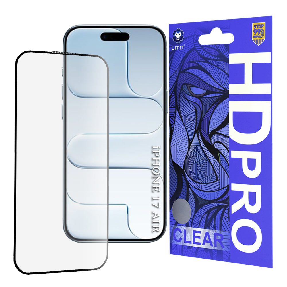 Protector de pantalla Lito HD Pro Clear para Apple iPhone 17 Air, Cristal Templado, Full Glue, Negro