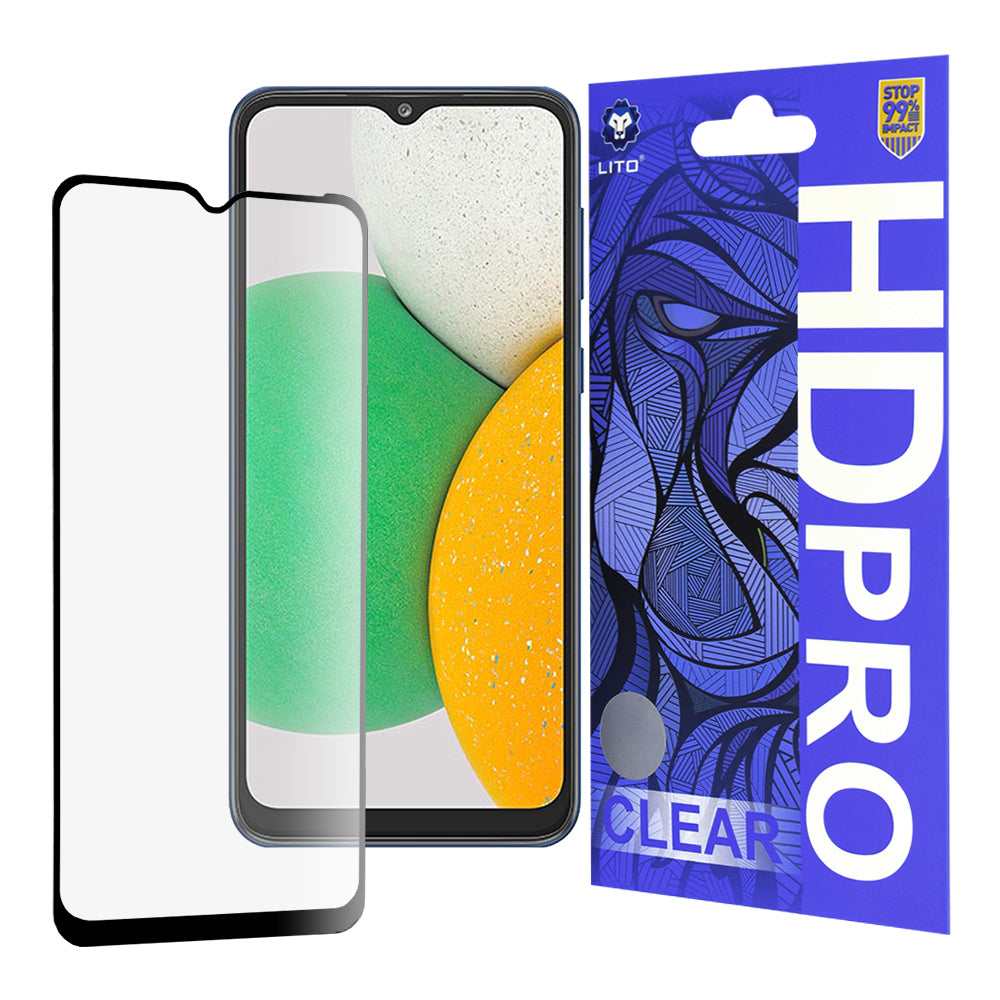 Protector de pantalla Lito HD Pro Clear para Samsung Galaxy A03 Core A032, vidrio templado, adhesivo completo, negro