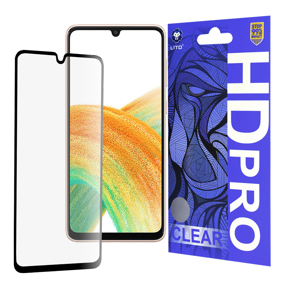 Protector de pantalla Lito HD Pro Clear para Samsung Galaxy A33 5G A336, vidrio templado, adhesivo completo, negro
