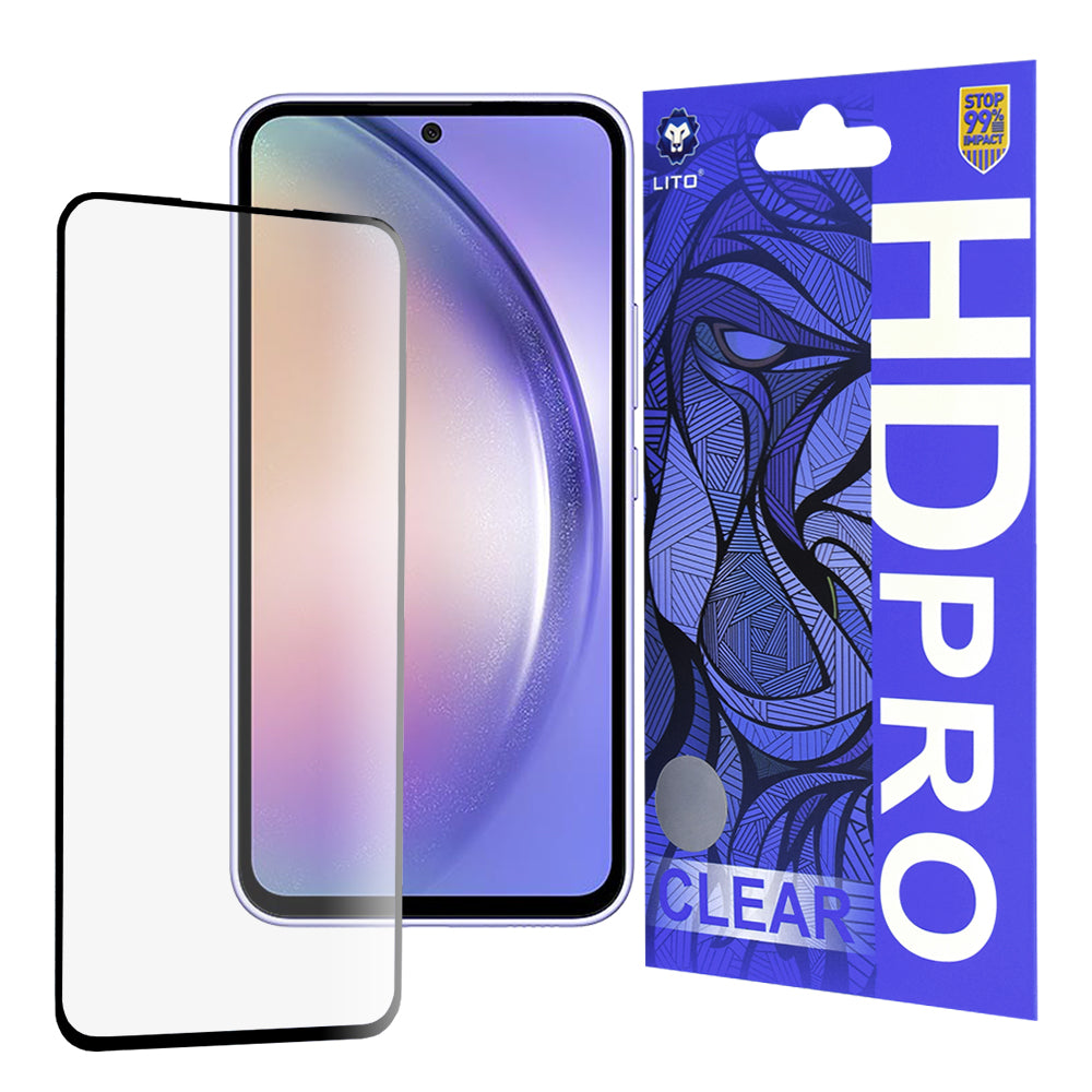 Protector de pantalla Lito HD Pro Clear para Samsung Galaxy A54 A546, vidrio templado, adhesivo completo, negro