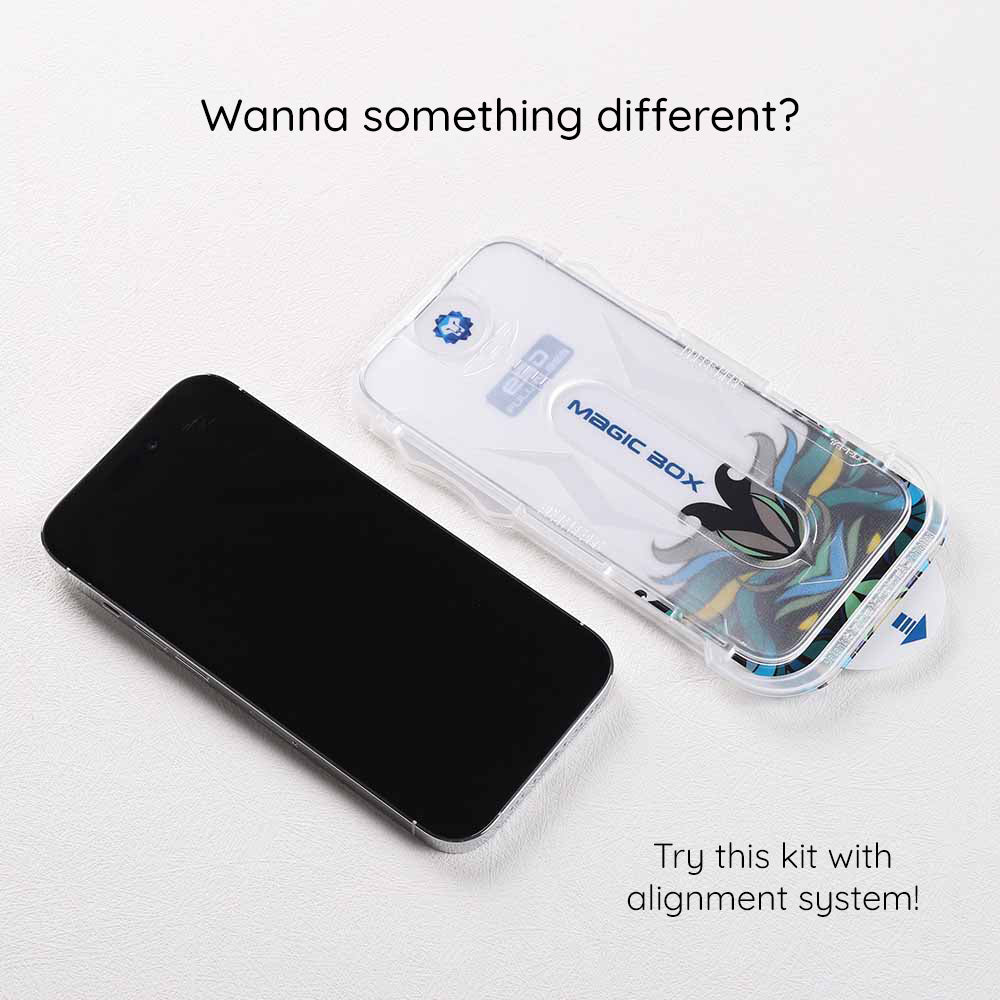 Protector de pantalla Lito Magic Glass Box D+ Tools para Apple iPhone 16 Pro Max, vidrio templado, adhesivo completo