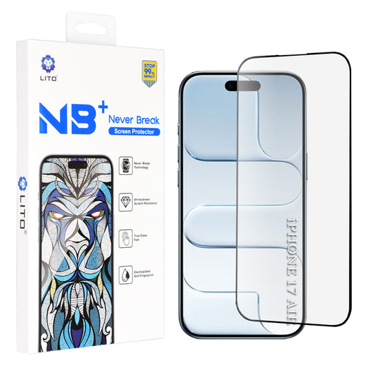 Protector de pantalla Lito NB para Apple iPhone 17 Air, Cristal Templado, Full Glue, Negro
