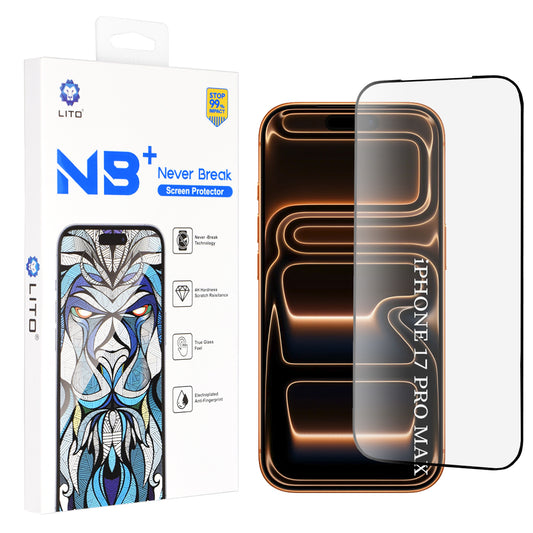 Protector de pantalla Lito NB para Apple iPhone 17 Pro Max, Cristal Templado, Full Glue, Negro