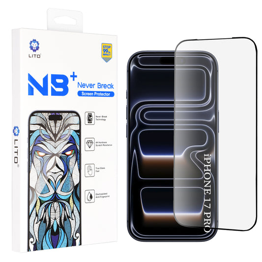Protector de pantalla Lito NB para Apple iPhone 17 Pro, Cristal Templado, Full Glue, Negro