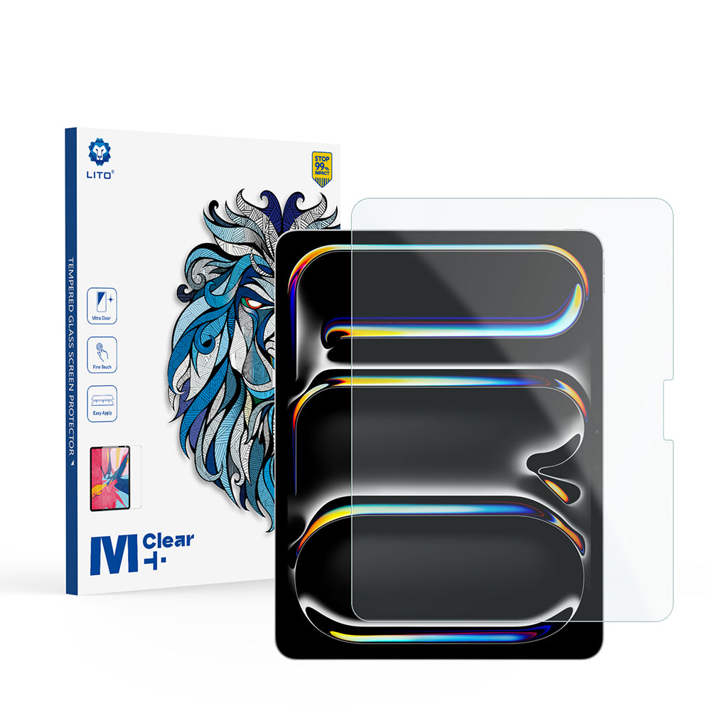Protector de pantalla mate Lito Classic para Apple iPad Pro 13 (2024), vidrio templado, adhesivo completo, 2.5D