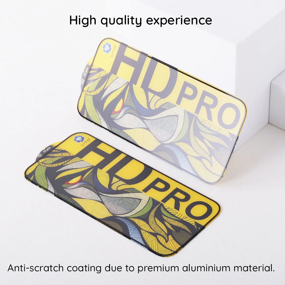 Protector de pantalla mate Lito HD Pro para Apple iPhone 16 Plus, vidrio templado, adhesivo completo, negro