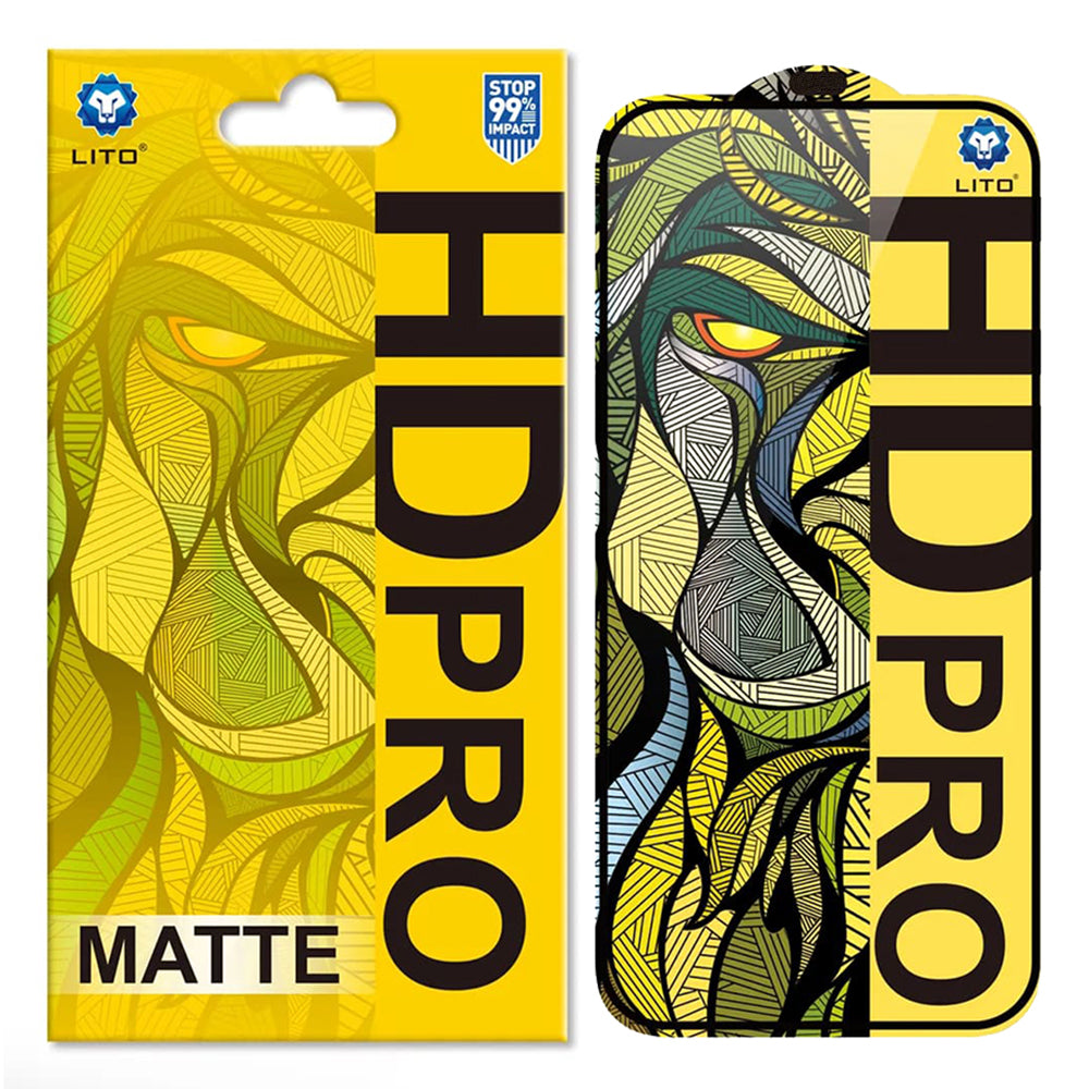 Protector de pantalla mate Lito HD Pro para Apple iPhone 16 Plus, vidrio templado, adhesivo completo, negro