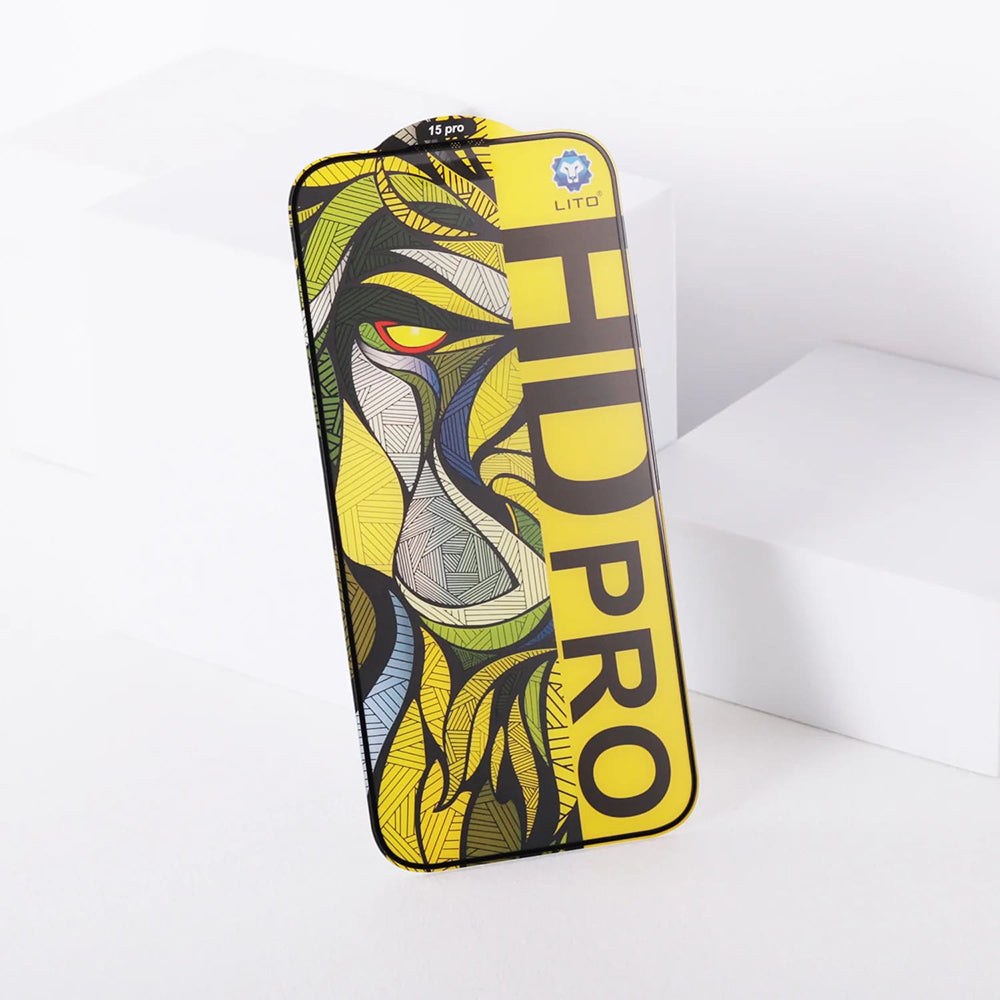 Protector de pantalla mate Lito HD Pro para Apple iPhone 16, vidrio templado, adhesivo completo, negro