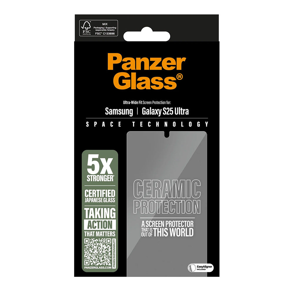 Protector de pantalla PanzerGlass Ultra-Wide Ceramic EasyAligner para Samsung Galaxy S25 Ultra S938, Cristal Templado, Full Glue