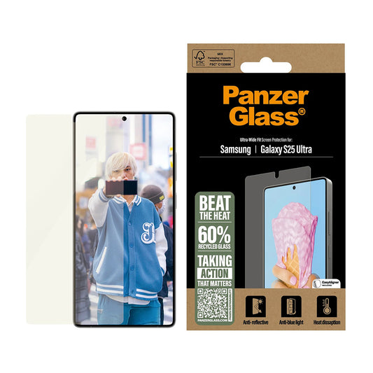 Protector de pantalla PanzerGlass Ultra-Wide Fit All-in-One para Samsung Galaxy S25 Ultra S938, Cristal Templado, Full Glue