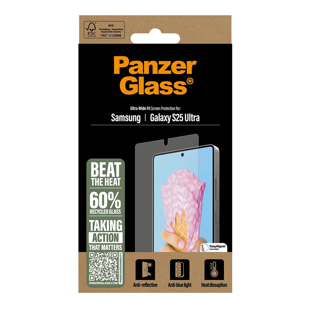 Protector de pantalla PanzerGlass Ultra-Wide Fit All-in-One para Samsung Galaxy S25 Ultra S938, Cristal Templado, Full Glue