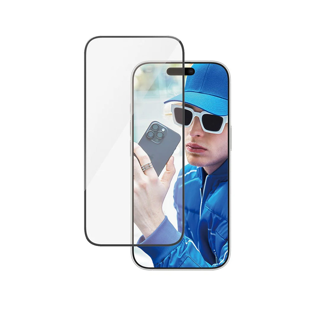Protector de pantalla PanzerGlass Ultra-Wide Fit para Apple iPhone 16 Plus / 15 Plus, Cristal Templado, Full Glue, Negro
