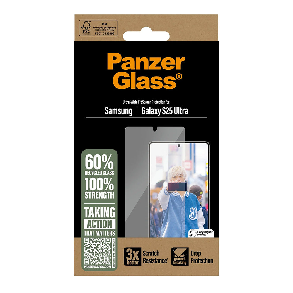 Protector de pantalla PanzerGlass Ultra-Wide Fit para Samsung Galaxy S25 Ultra S938, Cristal Templado, Full Glue