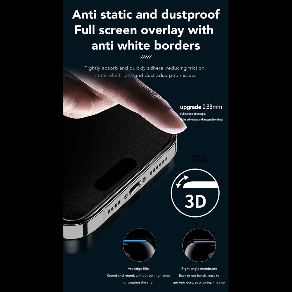 Protector de pantalla Privacy Anank 1X Reinforced 360 para Apple iPhone 15, vidrio templado, adhesivo completo, 2.5D