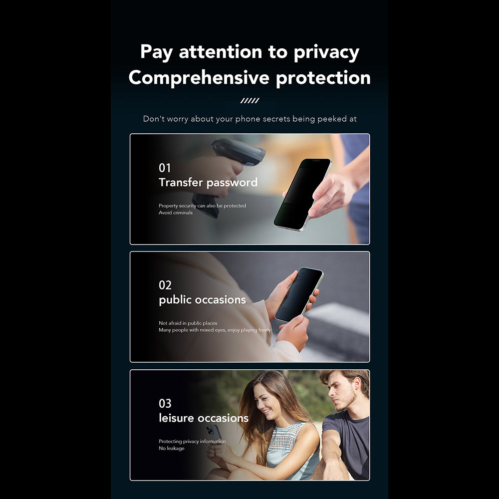 Protector de pantalla Privacy Anank 1X Reinforced 360 para Apple iPhone 15, vidrio templado, adhesivo completo, 2.5D