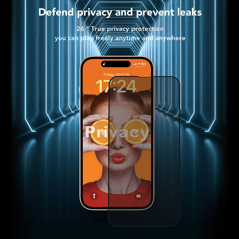 Protector de pantalla Privacy Anank 2X Reforzado para Apple iPhone 16 Pro Max, Vidrio Templado, Pegamento Completo, 2.5D