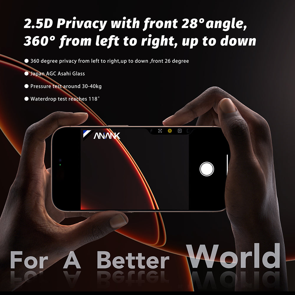 Protector de pantalla Privacy Anank 5X Reforzado 360 para Apple iPhone 17 Pro, Cristal Templado, Full Glue, 2.5D