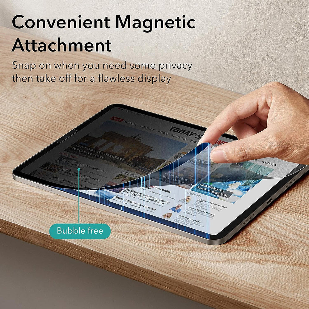 Lámina protectora de pantalla Privacy ESR Magnética para Apple iPad Pro 12.9 (2022) / Pro 12.9 (2021) / Pro 12.9 (2020), Plástico