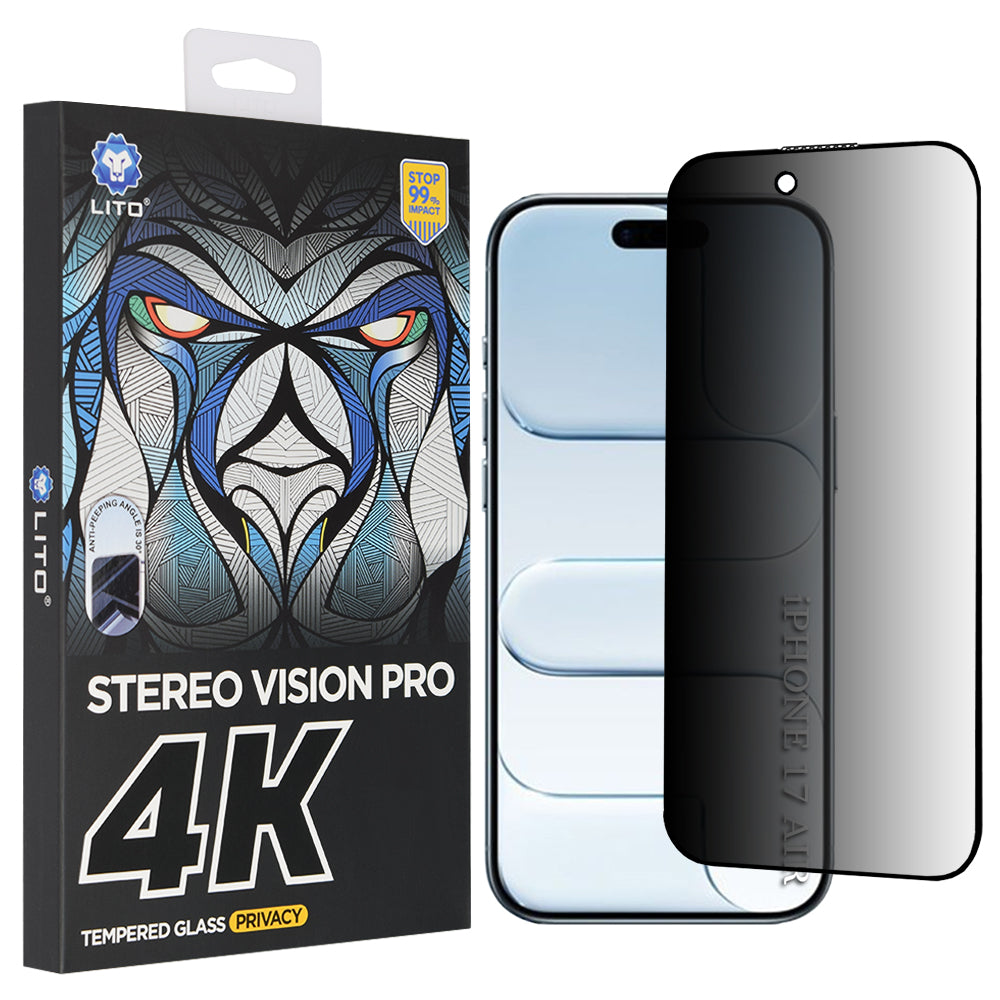 Protector de pantalla Privacy Lito D+ Max 4K para Apple iPhone 17 Air, Cristal Templado, Full Glue