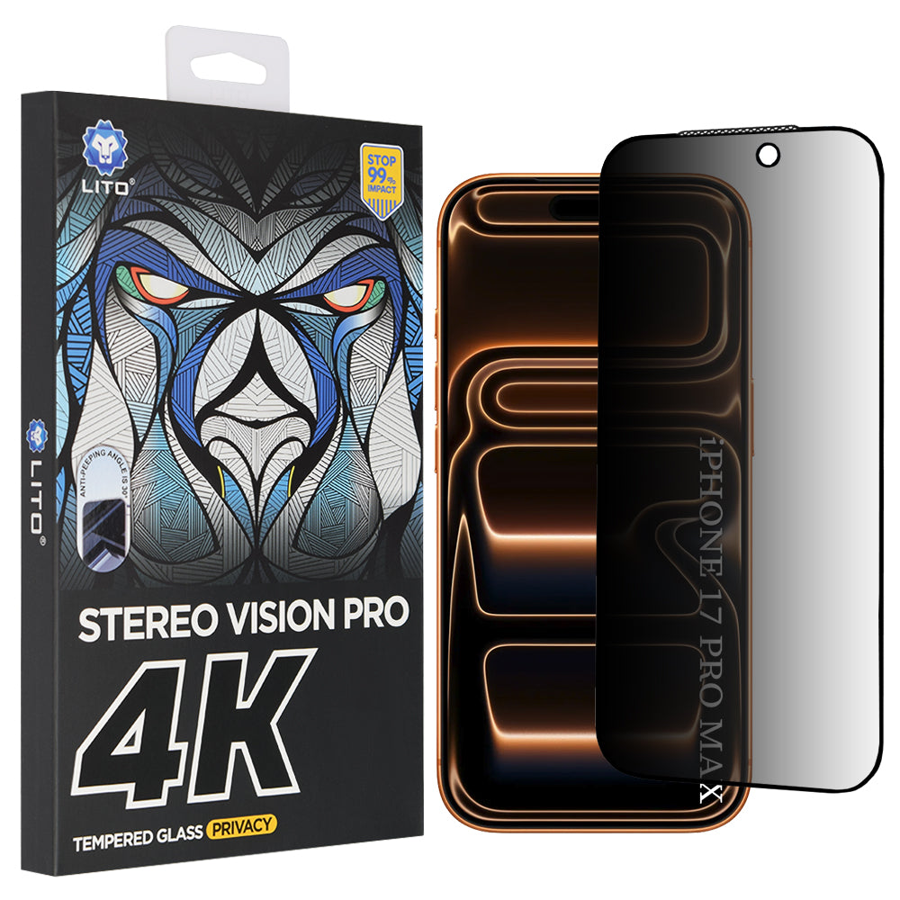 Protector de pantalla Privacy Lito D+ Max 4K para Apple iPhone 17 Pro Max, Cristal Templado, Full Glue