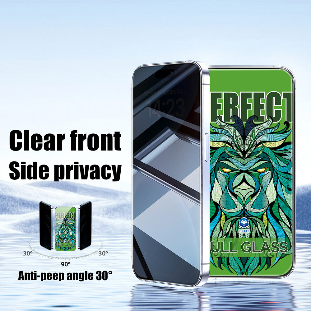 Protector de pantalla Privacy Lito D+ Max Strong para Apple iPhone 17 / 16 Pro, Cristal Templado, Full Glue