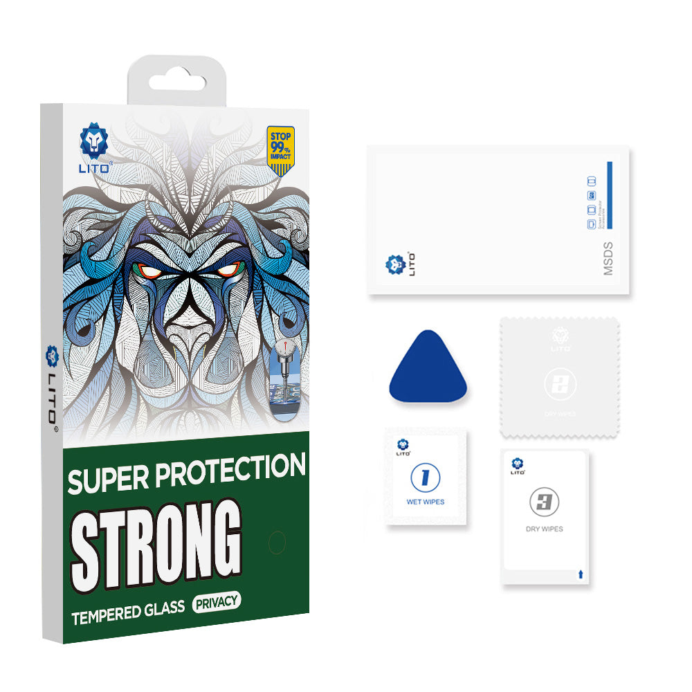 Protector de pantalla Privacy Lito D+ Max Strong para Apple iPhone 17 / 16 Pro, Cristal Templado, Full Glue
