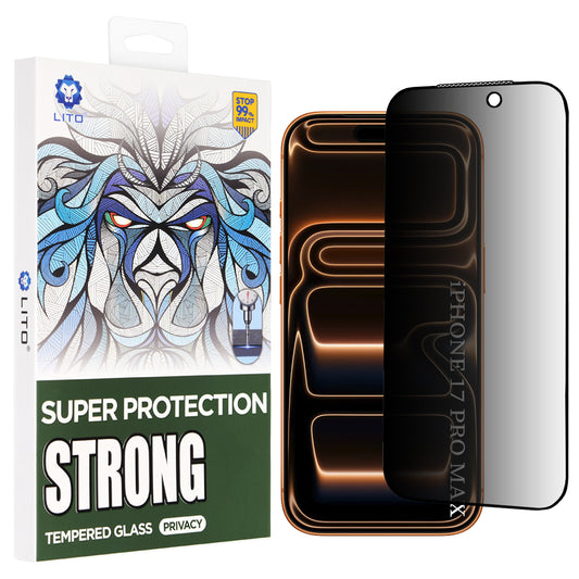 Protector de pantalla Privacy Lito D+ Max Strong para Apple iPhone 17 Pro Max, Cristal Templado, Full Glue