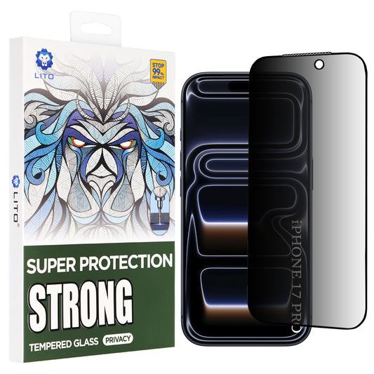 Película protectora de pantalla Privacy Lito D+ Max Strong para Apple iPhone 17 Pro, Cristal Templado, Full Glue