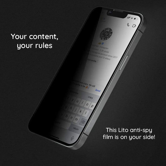 Protector de pantalla Privacy Lito HD Pro para Apple iPhone 15 Plus, vidrio templado, adhesivo completo