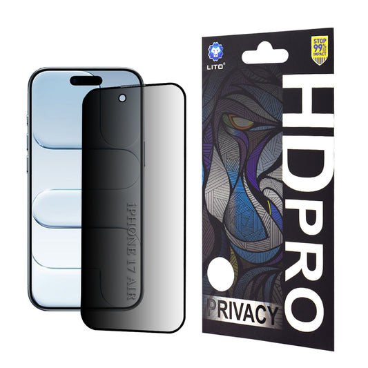 Protector de pantalla Privacy Lito HD Pro para Apple iPhone 17 Air, Cristal Templado, Full Glue