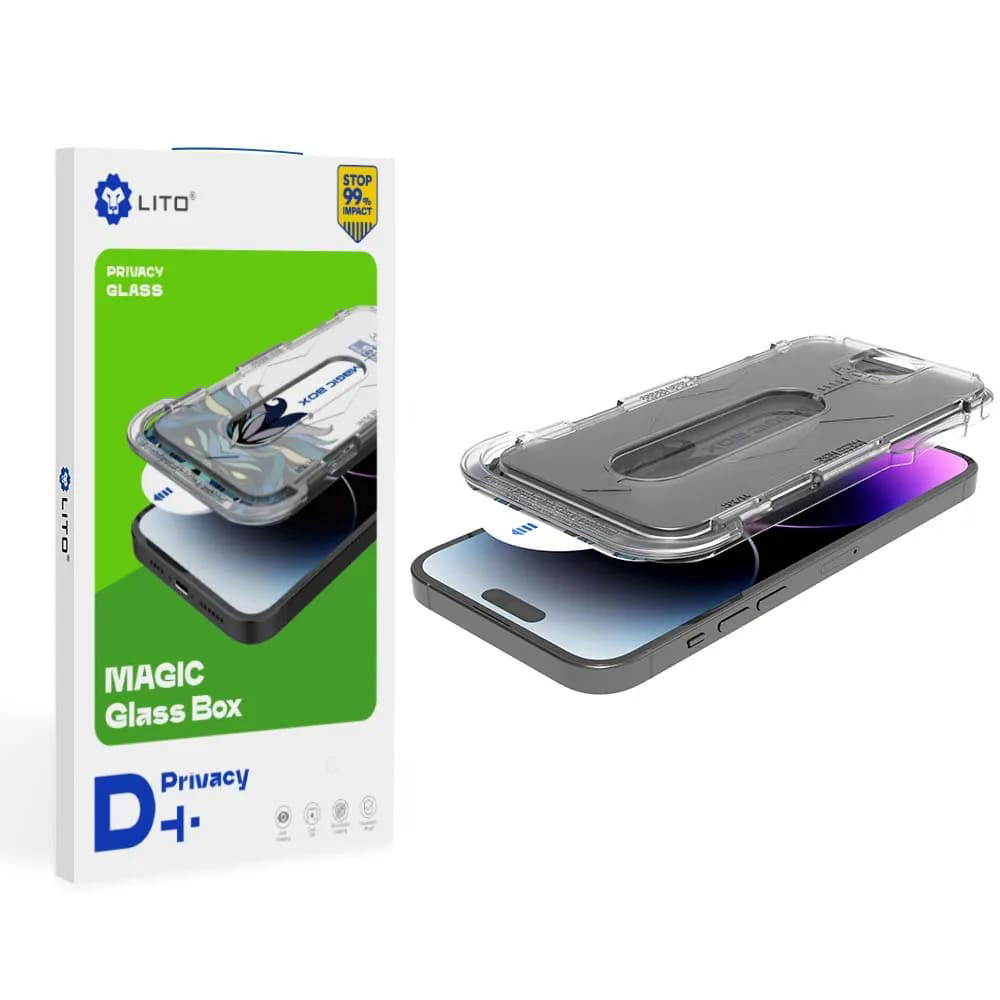 Protector de pantalla Privacy Lito Magic Glass Box D+ Tools para Apple iPhone XS Max, vidrio templado, adhesivo completo
