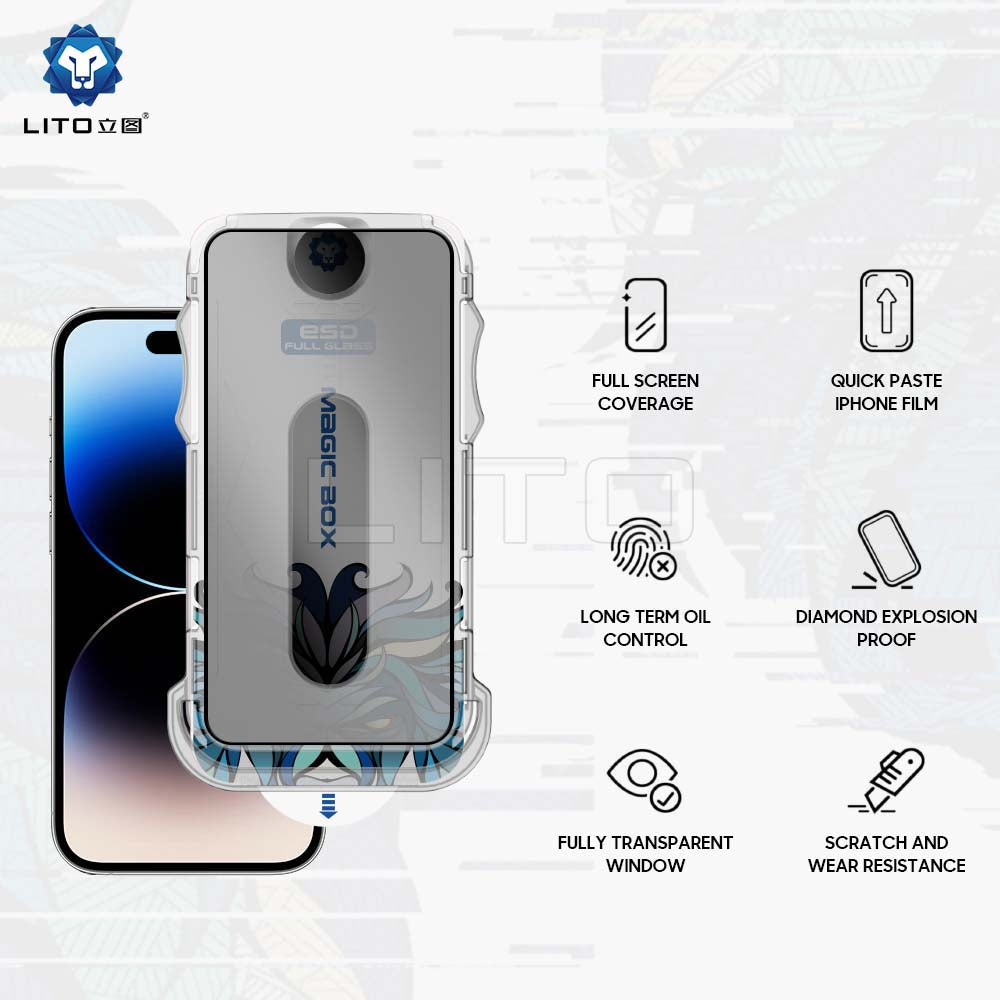 Protector de pantalla Privacy Lito Magic Glass Box D+ Tools para Apple iPhone XS Max, vidrio templado, adhesivo completo