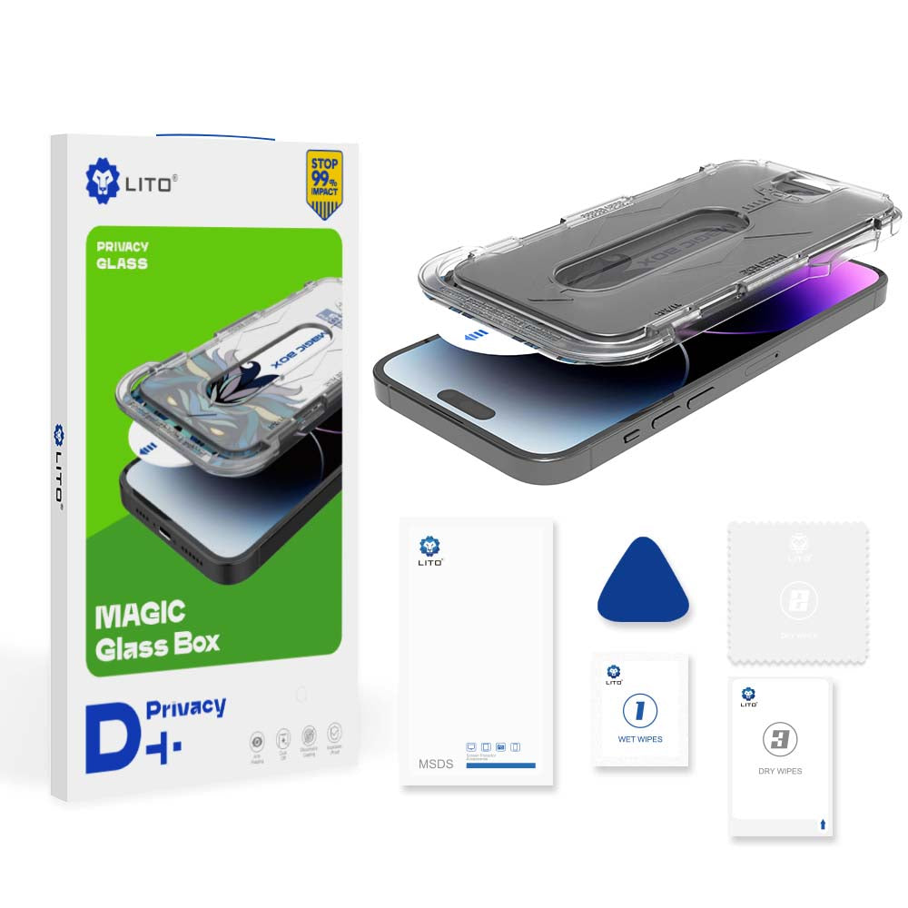 Protector de pantalla Privacy Lito Magic Glass Box D+ Tools para Apple iPhone XS Max, vidrio templado, adhesivo completo